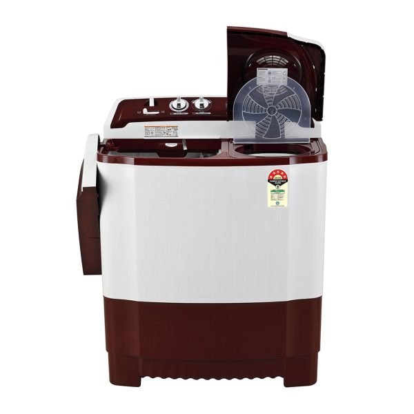 LG 8Kg Semi Automatic Top Load Washing Machine, Roller Jet Pulsator + Soak, Burgundy